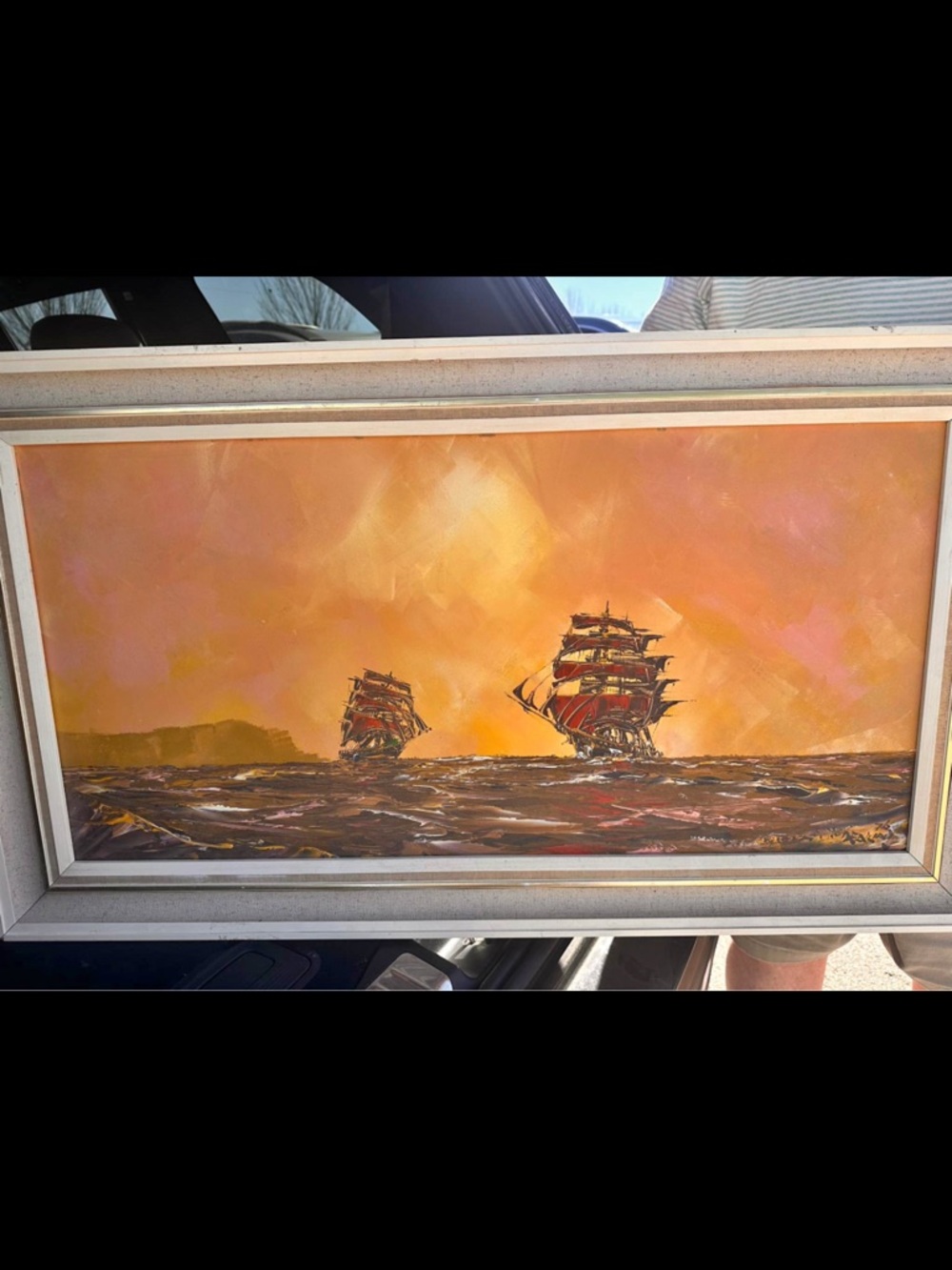 George R Deakins Original Oil Painting Tall Ships Seascape Framed